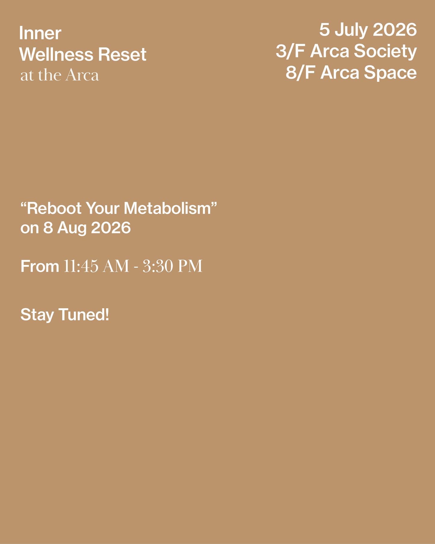 Inner Wellness Reset at the Arca