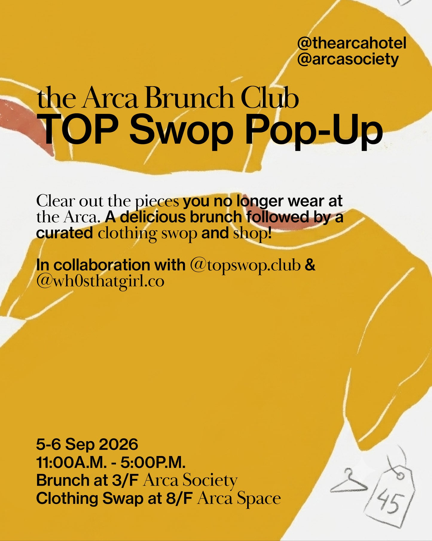 the Arca Brunch Club: Top Swop Pop-up| 5-6 Sep